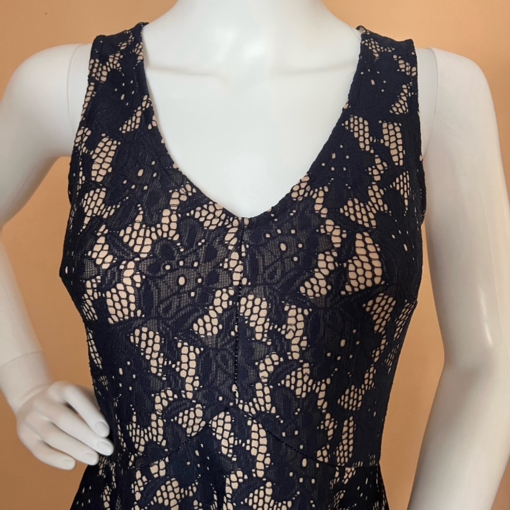 NWOT Navy Lace Floral Dress with Lining - Picture 2 of 9